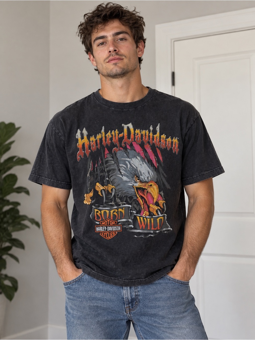 Hollister Harley Davidson boxy graphic tee